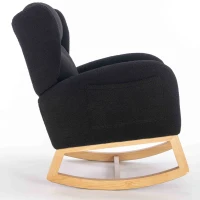 Modern Teddy Fabric Upholstered Wingback Chair with Padded Seat, Comfy Chairs for Living Room, Bedroom, 96.5x71x101 cm, Black(m-8)
