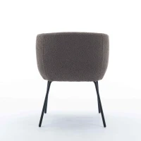 2 Pack Fabric Boucle Chair with Black Powder Coated Metal Legs, Wingback Armchair for Dining Table, 58x58x78 cm, Brown(m-11)