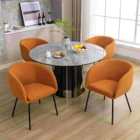 2 Pack Modern Lounge Chair with Black Powder Coated Metal Legs, Wingback Armchair for Dining Table, 58x58x78 cm, Orange(m-4)