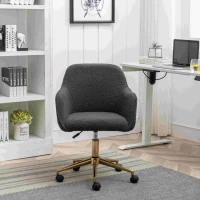 Adjustable Height Ergonomic Swivel Executive Office Chair with Gold Legs and Backrest, 58x58x86 cm, Dark Gray(m-4)