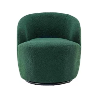 Teddy Fabric Swivel Armchair with Ergonomic Backrest and 360° Rotation, Sofa Chairs for Reading Room, 64x64x71 cm, Dark Green(m-10)