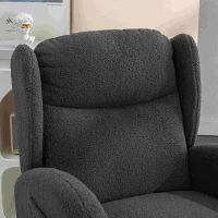 Modern Teddy Fabric Sofa Chair with Padded Seat, Upholstered Wingback Chair for Living Room, Bedroom, 96.5x71x101 cm, Grey(m-5)