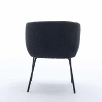 Boucle Fabric Modern Accent Chair with Black Powder Coating Metal Legs, 58x58x78 cm, Black(m-12)