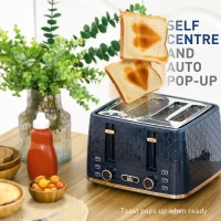 HOMCOM Kettle and Toaster Set, 1.7L 3000W Fast Boil Jug Kettle with Auto Shut Off, 4 Slice Toaster with 7 Level Browning Controls & Crumb Tray, Blue(m-6)