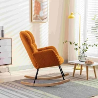 Modern Teddy Armchair with Padded Seat, Fabric Tufted Upholstered Rocking Garden Chair, 80x70x95 cm, Caramel(m-5)