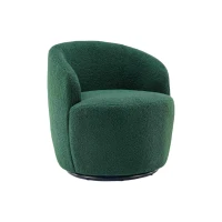 Teddy Fabric Swivel Armchair with Ergonomic Backrest and 360° Rotation, Sofa Chairs for Reading Room, 64x64x71 cm, Dark Green(m-2)