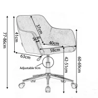 Velvet Adjustable Height Swivel Executive Office Chair with Gold Legs, Ergonomic Backrest, 58x58x86 cm, Yellow(m-3)
