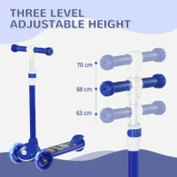 AIYAPLAY Kids 3 Wheel Scooter for 2-6 Years Old w/ Adjustable Height, LED Light, TPE Handlebar, Blue(m-4)