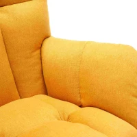 Flax Fabric Tufted Read Chair with Padded Seat, Upholstered Modern Rocker for Garden, Indoor, 80x70x95 cm, Yellow(m-5)