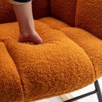 Modern Teddy Armchair with Padded Seat, Fabric Tufted Upholstered Rocking Garden Chair, 80x70x95 cm, Caramel(m-7)