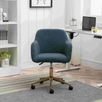Adjustable Height Ergonomic Swivel Executive Office Chair with Gold Legs, 58x58x86 cm, Green(m-4)