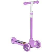 AIYAPLAY Kids 3 Wheel Scooter for 2-6 Years Old w/ Adjustable Height, LED Light, TPE Handlebar, Purple(m-1)