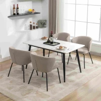 Wingback Fabric Boucle Chair with Black Powder Coated Metal Legs, Modern Lounge Chair for Home Decor, 62x63.5x75 cm, Light Grey(m-7)