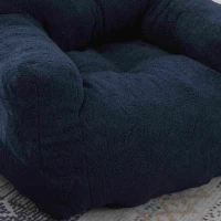 Soft Tufted Foam Snuggle Chair with Teddy Fabric, No Assembly Required, 100x94x70 cm, Blue(m-7)