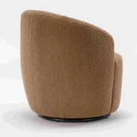 Teddy Fabric 360° Swivel Armchair with Ergonomic Design, Metal Base, Sofa Chair for Bedroom, Living Room, 64x64x71 cm, Coffee(m-10)