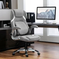 Vinsetto Linen-Look Office Chair, with Adjustable Height and Tension - Grey(m-10)
