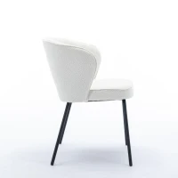 Boucle Chair with Metal Legs and Wingback Design, Upholstered Modern Lounge Chair, for Dining Table, 62x63.5x75 cm, Beige(m-9)