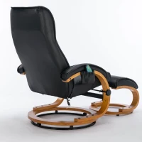 Electric Recliner Armchair with 5 Point Massage, Ottoman Footstool, Bentwood Base, Swivel Lounger Chair for Living Room, 85x67x103 cm, Black(m-6)
