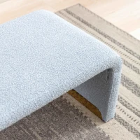 Boucle Fabric Ottoman Bench with Gold Metal Legs, 110x50x41 cm, Light Blue(m-6)