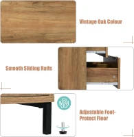 Sideboard Cabinet with Storage Drawers, Metal Cupboard Handles, Wooden Chest of Drawers for Living Room, Bedroom, 120x40x76 cm, Dark Oak(m-4)