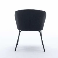 2 Pack Modern Boucle Chairs with Powder Coated Metal Legs, Black Dining Chairs with Wing Back, 62x63.5x75 cm, Black(m-10)