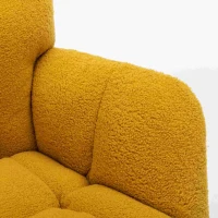 Nursery Room Rocking Chair with Upholstered Padded Seat, Teddy Fabric Modern Rocker for Living Room, 80x70x95 cm, Yellow(m-6)