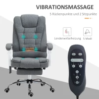 Vinsetto Ergonomiczny Fotel Masażowy, 6 Punktów Wibracyjnych, Regulowane Oparcie, Fotel Obrotowy 360°, Szary(m-4)