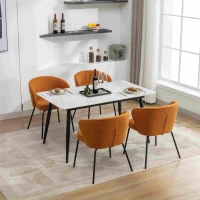 Wingback Chair with Metal Fram & Foam Filling, for Living Room, Coffee Shops, Boucle Fabric - Orange(m-6)