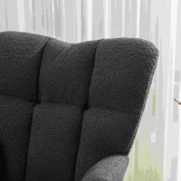 Mid Century Modern Teddy Fabric Tufted Upholstered Garden Rocking Chair with Padded Seat, 80x70x95 cm, Dark Gray(m-6)