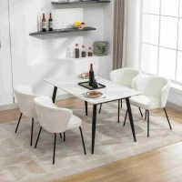 2 Pack Boucle Fabric Wingback Modern Accent Chairs with Black Metal Legs, 62x63.5x75 cm, Beige(m-4)