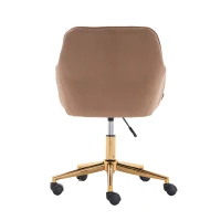 Velvet Adjustable Height Swivel Executive Office Chair with Gold Legs, Ergonomic Backrest, 58x58x86 cm, Coffee(m-10)