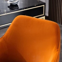 Velvet Adjustable Height Swivel Executive Office Chair with Gold Legs, 58x58x86 cm, Orange(m-7)