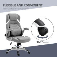 Vinsetto Linen-Look Office Chair, with Adjustable Height and Tension - Grey(m-8)