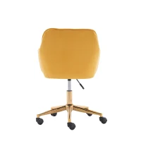 Velvet Adjustable Height Swivel Executive Office Chair with Gold Legs, Ergonomic Backrest, 58x58x86 cm, Yellow(m-10)