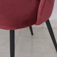 HOMCOM Set 2 Sedie Sala da Pranzo Imbottite con Design Nordico ed Ergonomico, Sedie da Cucina e soggiorno in Metallo e Velluto Rosso Scuro, 52x54x79 cm(m-11)