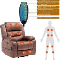 Electric Recliner Massage Chair with Heat, USB Ports, Side Pockets, Easy Assembly, for Home Living Room, 87x85x107 cm, Brown(m-6)