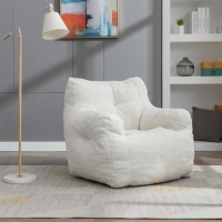 Soft Tufted Foam Bean Bag Snuggle Chair with Teddy Fabric, White Teddy