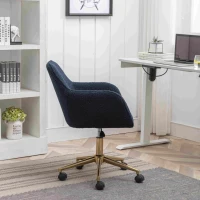 Adjustable Height Ergonomic Swivel Executive Office Chair with Gold Legs, 58x58x86 cm, Dark Blue(m-5)