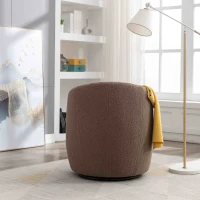 Teddy Fabric 360° Swivel Armchair with Ergonomic Design, Metal Base, Sofa Chair for Bedroom, Living Room, 64x64x71 cm, Coffee(m-6)