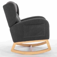 Modern Teddy Fabric Sofa Chair with Padded Seat, Upholstered Wingback Chair for Living Room, Bedroom, 96.5x71x101 cm, Grey(m-9)