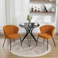 2 Pack Modern Boucle Fabric Wingback Accent Chairs with Black Powder Coated Metal Legs, 62x63.5x75 cm, Orange(m-1)