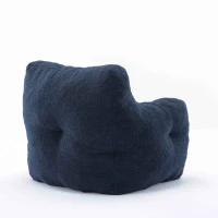Soft Tufted Foam Snuggle Chair with Teddy Fabric, No Assembly Required, 100x94x70 cm, Blue(m-9)