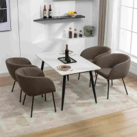 2 Pack Fabric Boucle Chair with Black Powder Coated Metal Legs, Wingback Armchair for Dining Table, 58x58x78 cm, Brown(m-5)