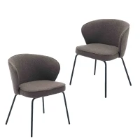 2 Pack Wingback Design Boucle Chair with 4 Black Legs, Upholstered Accent Chair for Various Indoor Spaces, 62x63.5x75 cm, Brown(m-10)