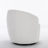 Chenille Fabric Swivel Armchair with Ergonomic Backrest and Wooden Frame, Sofa Chairs for Living Room, 64x64x71 cm, Ivory(m-9)