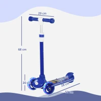 AIYAPLAY Kids 3 Wheel Scooter for 2-6 Years Old w/ Adjustable Height, LED Light, TPE Handlebar, Blue(m-3)