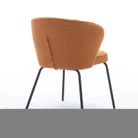 Wingback Chair with Metal Fram & Foam Filling, for Living Room, Coffee Shops, Boucle Fabric - Orange(m-13)