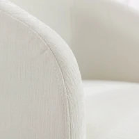 Chenille Fabric Swivel Armchair with Ergonomic Backrest and Wooden Frame, Sofa Chairs for Living Room, 64x64x71 cm, Ivory(m-7)