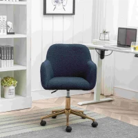 Adjustable Height Ergonomic Swivel Executive Office Chair with Gold Legs, 58x58x86 cm, Dark Blue(m-4)