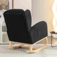 Modern Teddy Fabric Upholstered Wingback Chair with Padded Seat, Comfy Chairs for Living Room, Bedroom, 96.5x71x101 cm, Black(m-4)